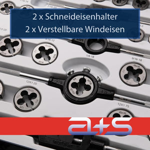 a+s Gewindeschneider-Set, 110-tlg. (M6–M12 + Zollgewinde)