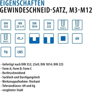 a+s Gewindeschneider-Set, 32-tlg. (M3–M12)