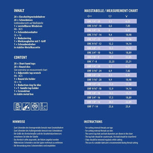 a+s Gewindeschneider-Set Zoll, 45-tlg. (UNC/UNF 1/8–3/4")