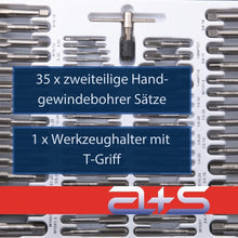 Lade das Bild in den Galerie-Viewer, a+s Gewindeschneider-Set, 110-tlg. (M6–M12 + Zollgewinde)