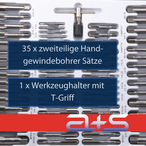 a+s Gewindeschneider-Set, 110-tlg. (M6–M12 + Zollgewinde)