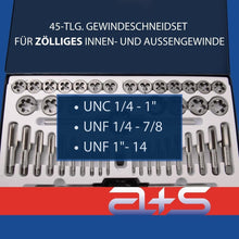 Lade das Bild in den Galerie-Viewer, a+s Gewindeschneider-Set Zoll, 45-tlg. (UNC/UNF 1/8–3/4&quot;)