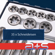 Lade das Bild in den Galerie-Viewer, a+s Gewindeschneider-Set, 110-tlg. (M6–M12 + Zollgewinde)