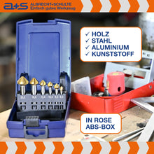 Lade das Bild in den Galerie-Viewer, a+s Kegelsenker-Set, 6-tlg., TiN-beschichtet (M3–M10)