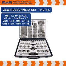 Lade das Bild in den Galerie-Viewer, a+s Gewindeschneider-Set, 110-tlg. (M, MF, UNC, UNF, UNS, NPT)