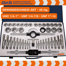 Lade das Bild in den Galerie-Viewer, a+s Gewindeschneider-Set Zoll, 45-tlg. (UNC/UNF)