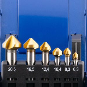 a+s Kegelsenker-Set, 6-tlg., TiN-beschichtet (M3–M10)