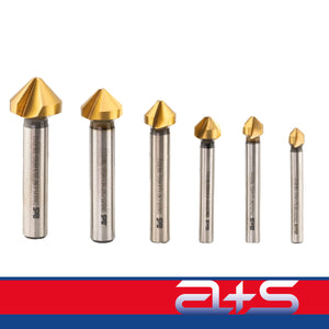 a+s Kegelsenker-Set, 6-tlg., TiN-beschichtet (M3–M10)
