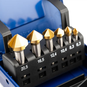 a+s Kegelsenker-Set, 6-tlg., TiN-beschichtet (M3–M10)
