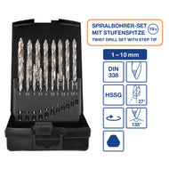 a+s HSS Spiralbohrer Set 1–10,0 mm, 19-tlg.