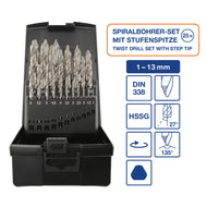 a+s HSS Spiralbohrer Set 1–13,0 mm, 25-tlg.