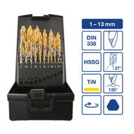 a+s HSS TiN Spiralbohrer Set 1–13,0 mm, 25-tlg.