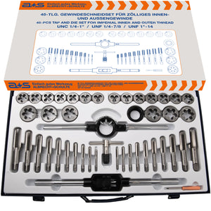 a+s Gewindeschneider-Set Zoll, 45-tlg. (UNC/UNF 1/8–3/4")